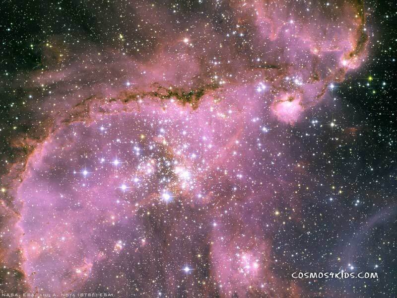Pink nebula in space