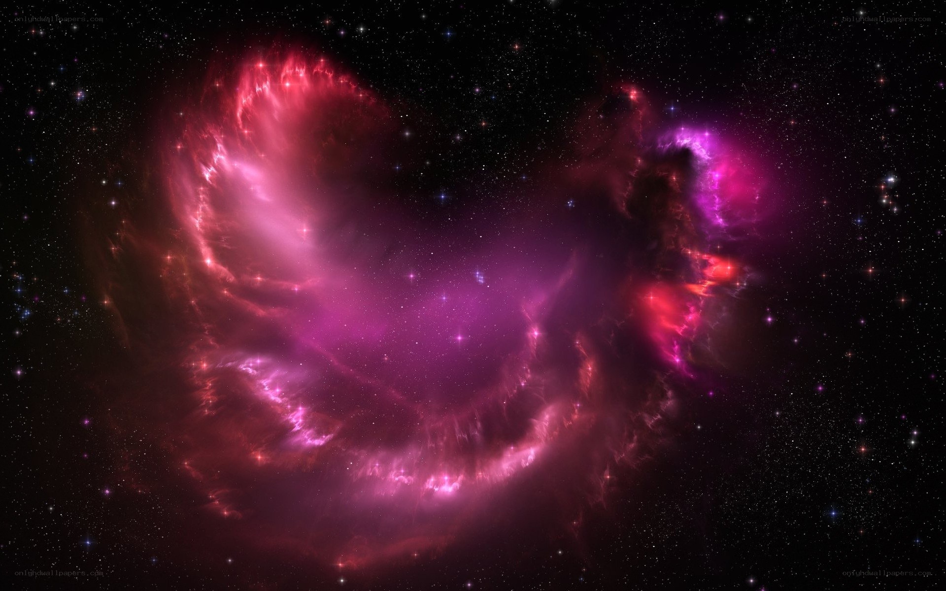 Pink nebula in space