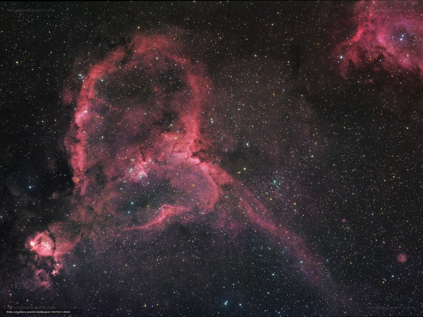 Pink nebula in space