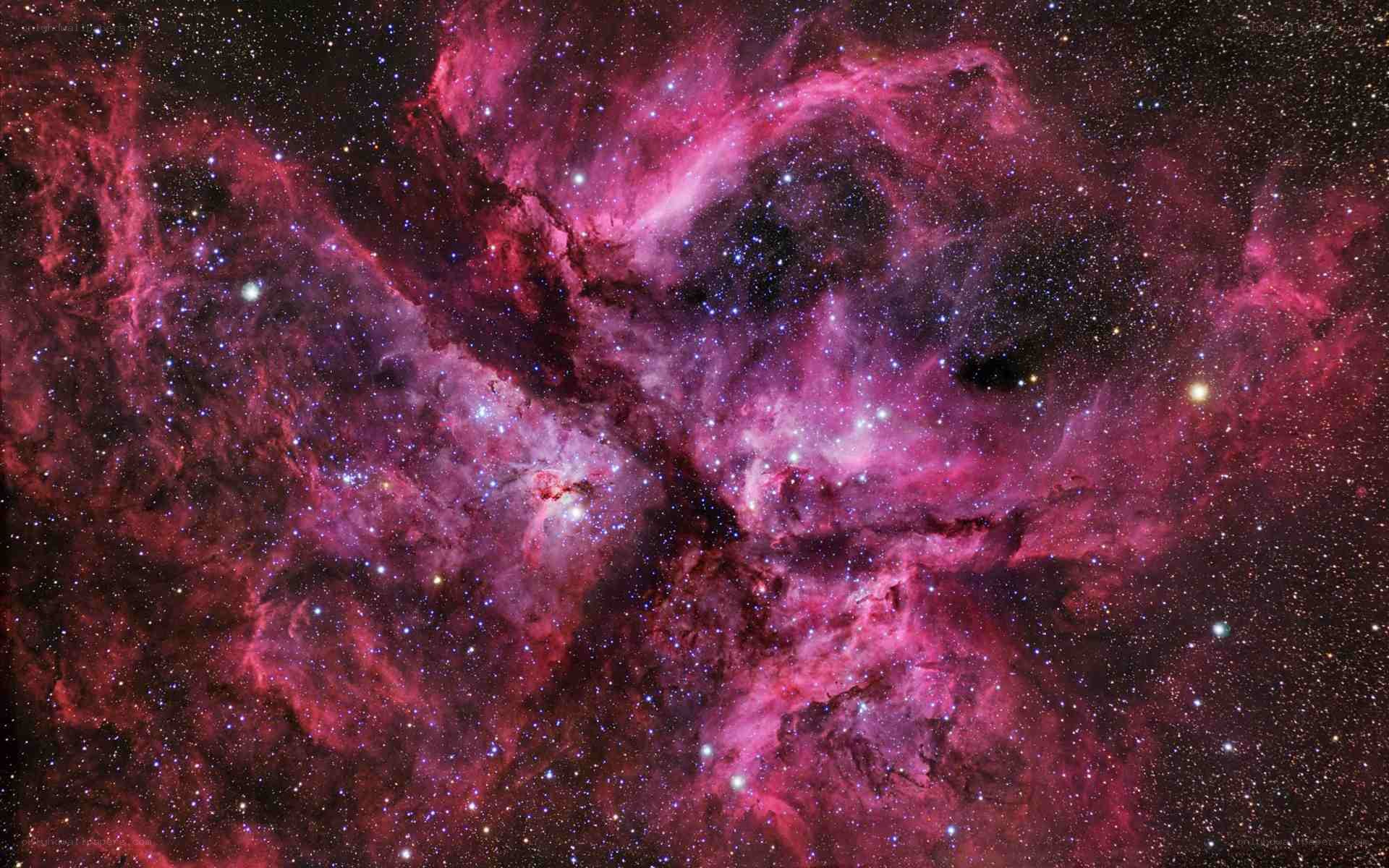 Pink nebula in space