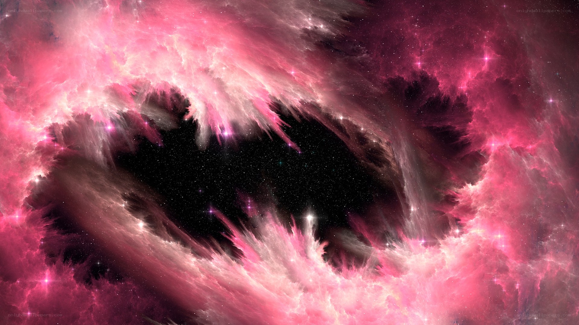 Pink nebula in space