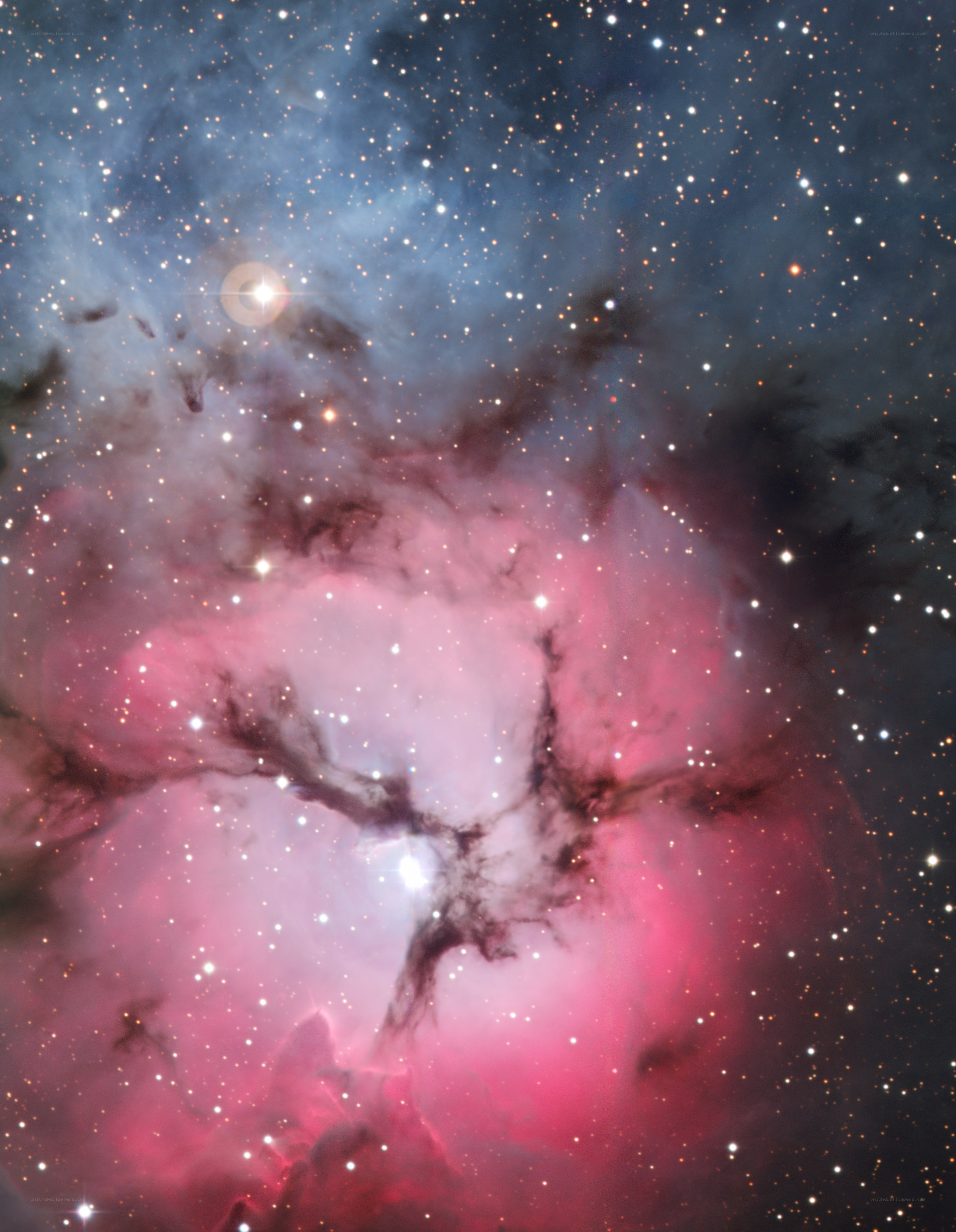 Pink nebula in space