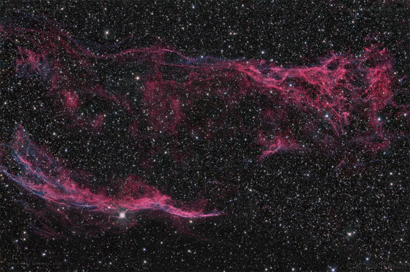 Pink nebula in starfield