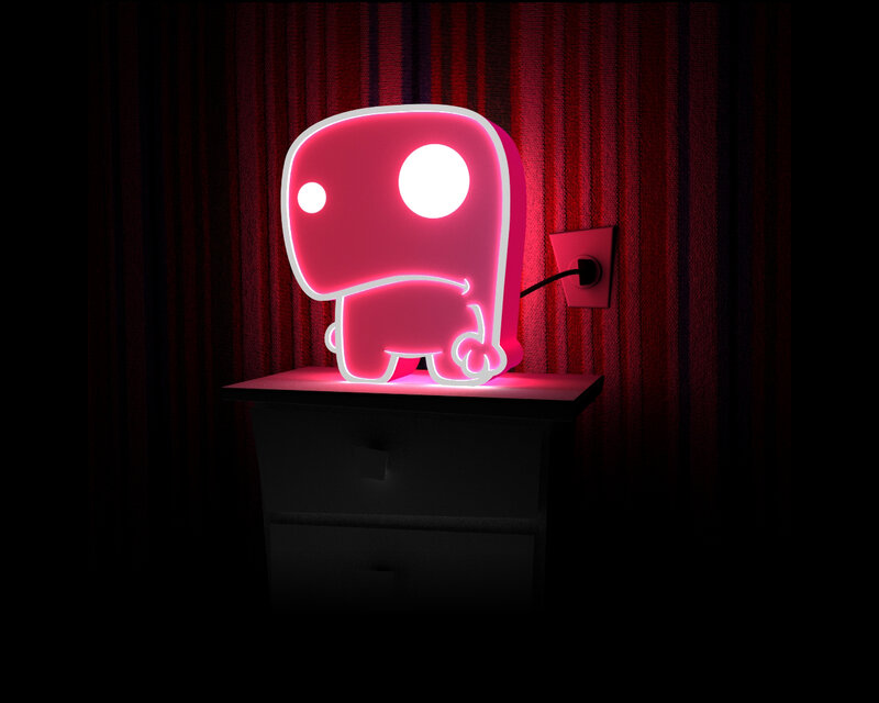 Pink Neon Lamp — Red, Dark