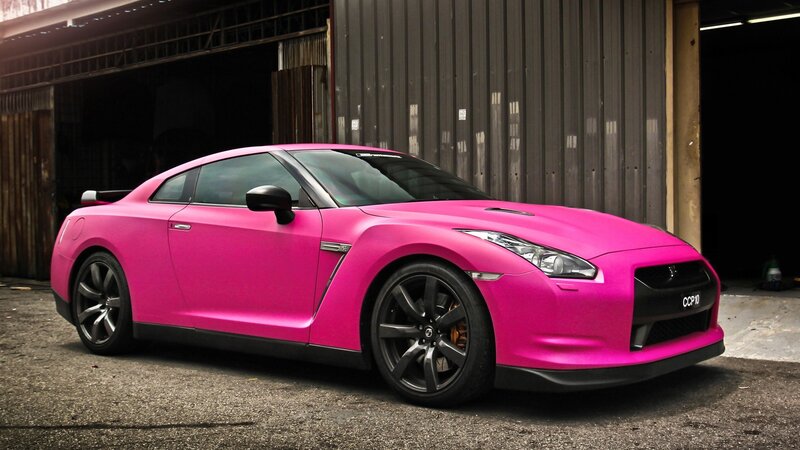 pink Nissan GT-R sports car