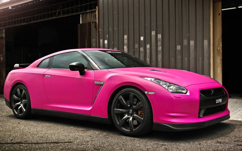 Pink Nissan GT-R sports car