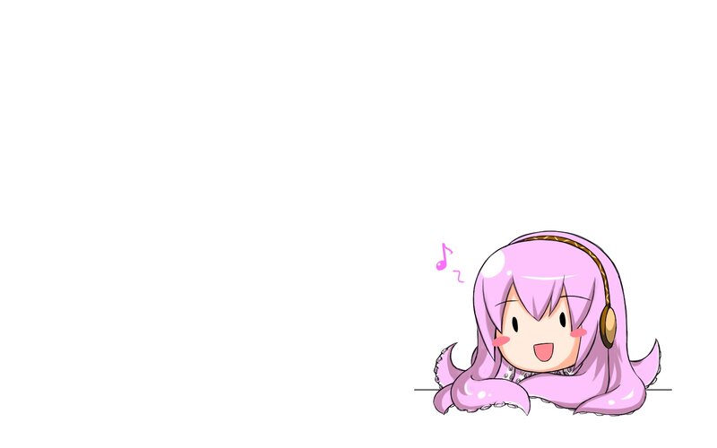pink octopus girl listening to music