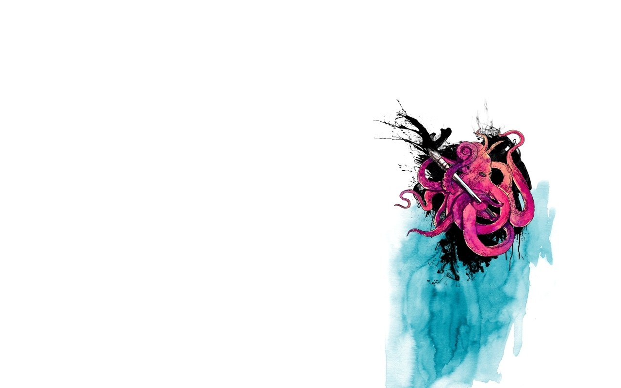 pink octopus with paintbrush
