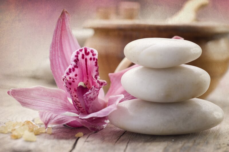 Pink Orchid and Stones
