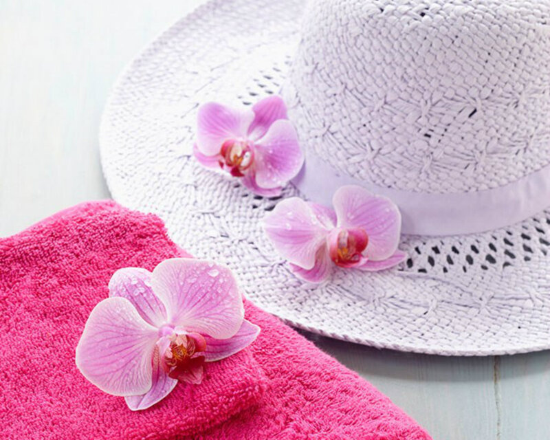 Pink Orchid Flowers — Serene, Photograph, Straw Hat