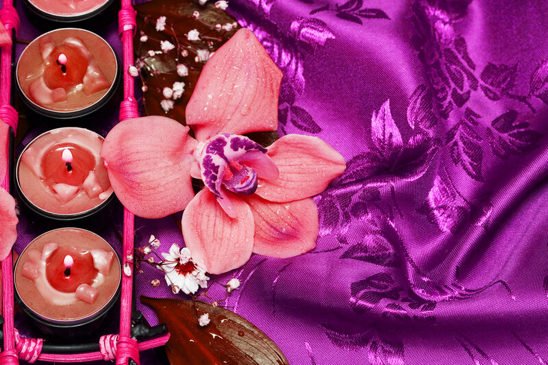 Pink Orchid with Candles