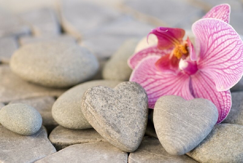 Pink Orchid with Heart Stones