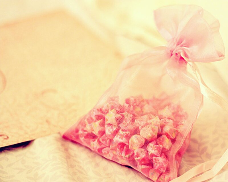 Pink Origami Stars in Bag