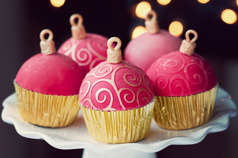 Pink Ornament Cupcakes