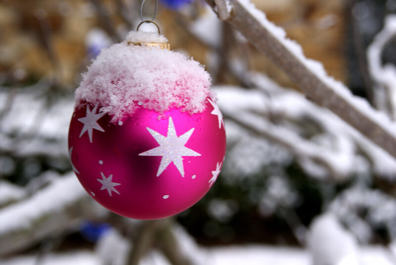 Pink Ornament in Snow