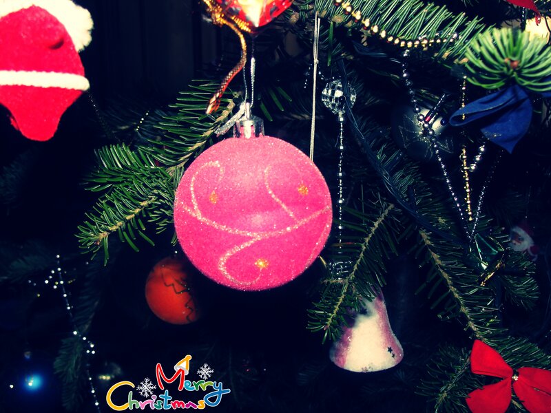 Pink Ornament on Tree — Green