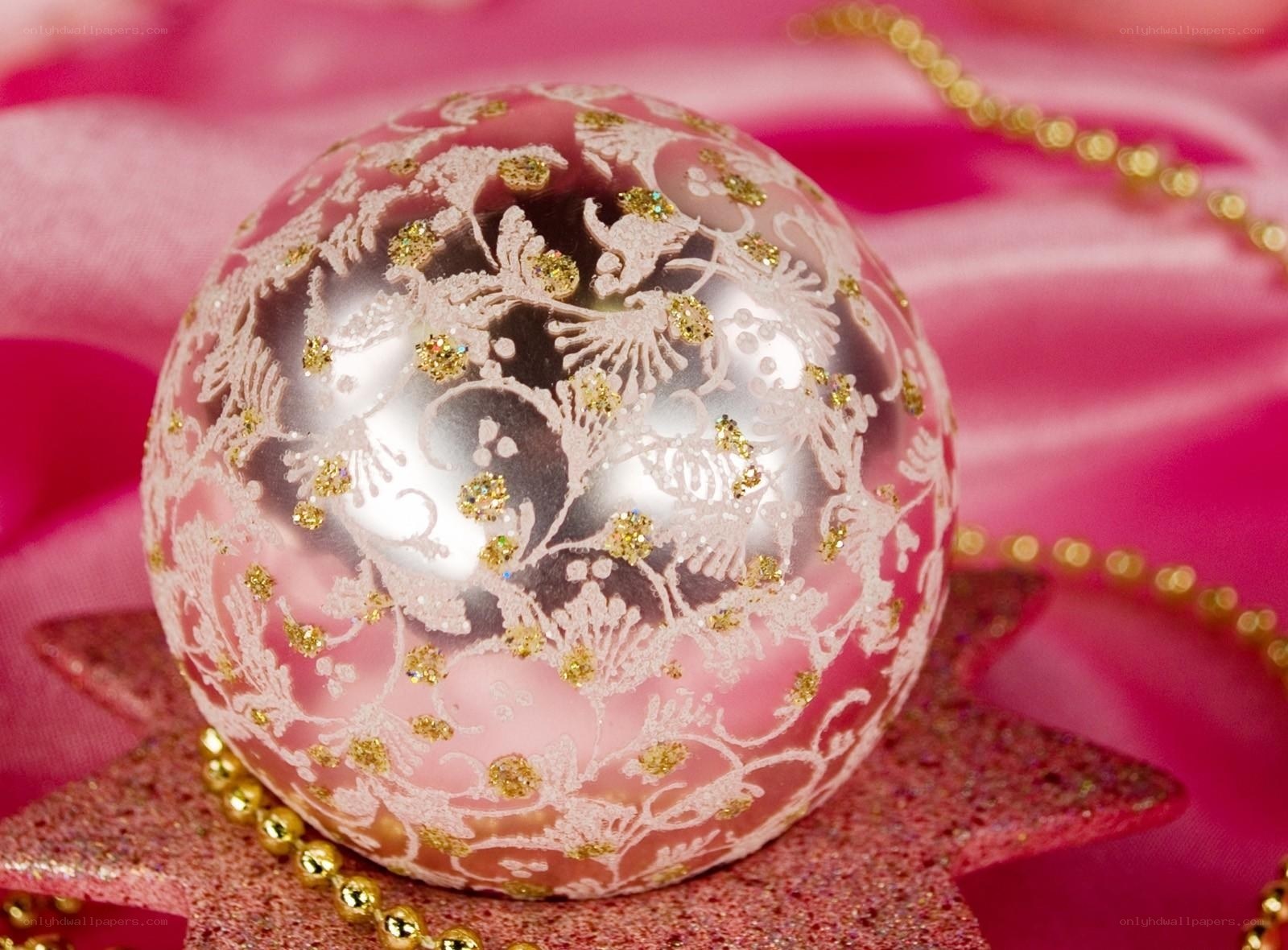pink ornament with gold glitter