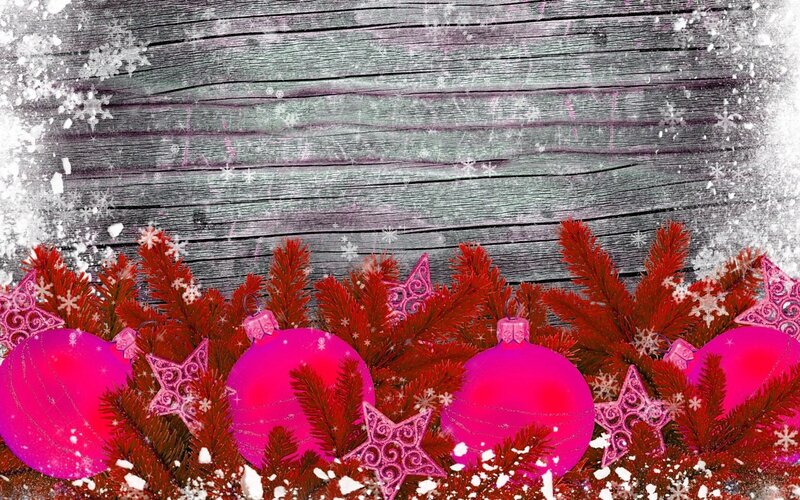 Pink Ornaments on Branches — Festive