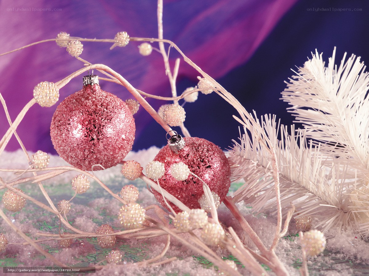 Pink ornaments on branches