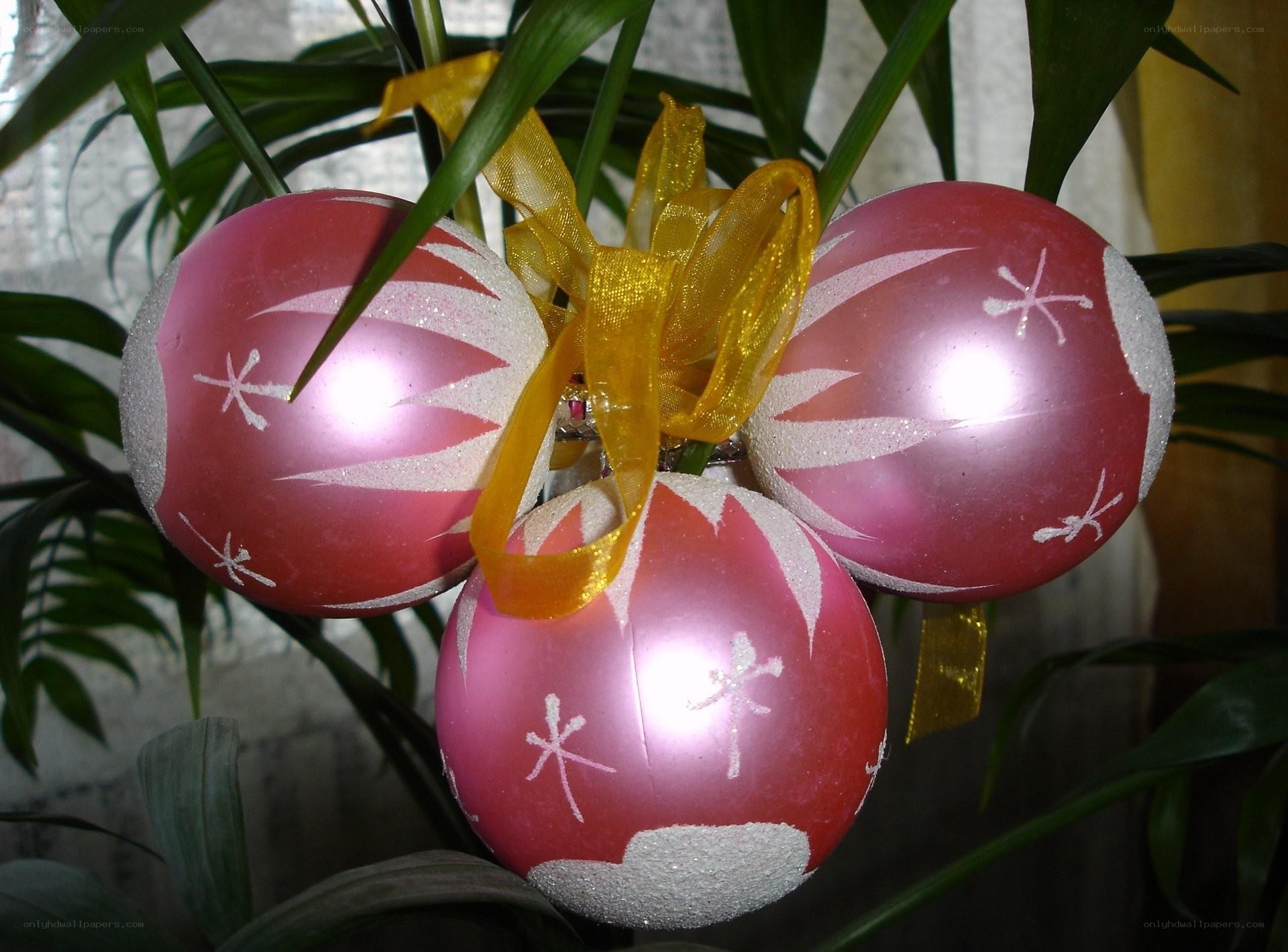 Pink ornaments on plant