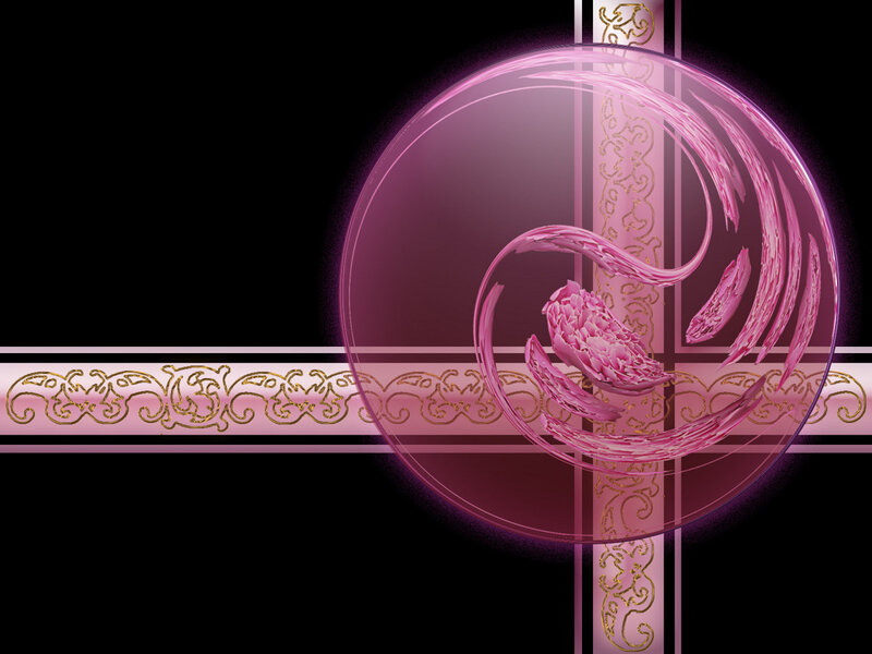 pink ornate design with swirls
