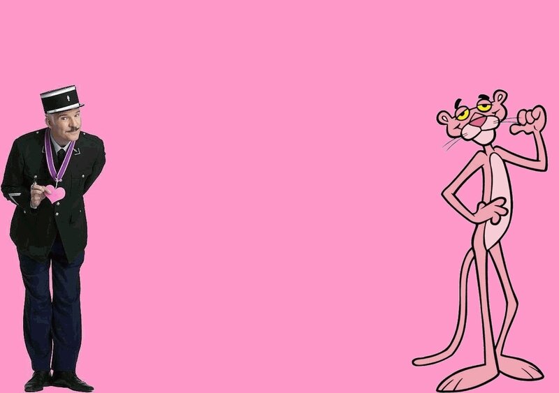 Pink Panther and a man in uniform