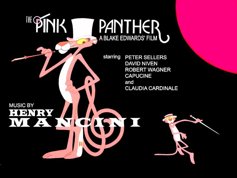 Pink Panther Character — Black, Playful