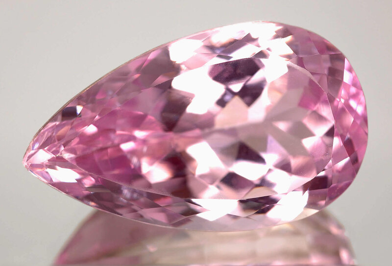 Pink pear-shaped gemstone