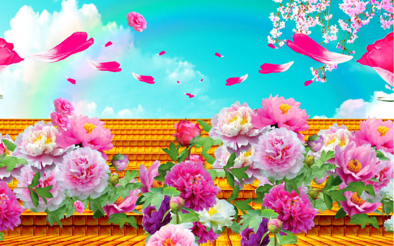Pink Peonies and Cherry Blossoms