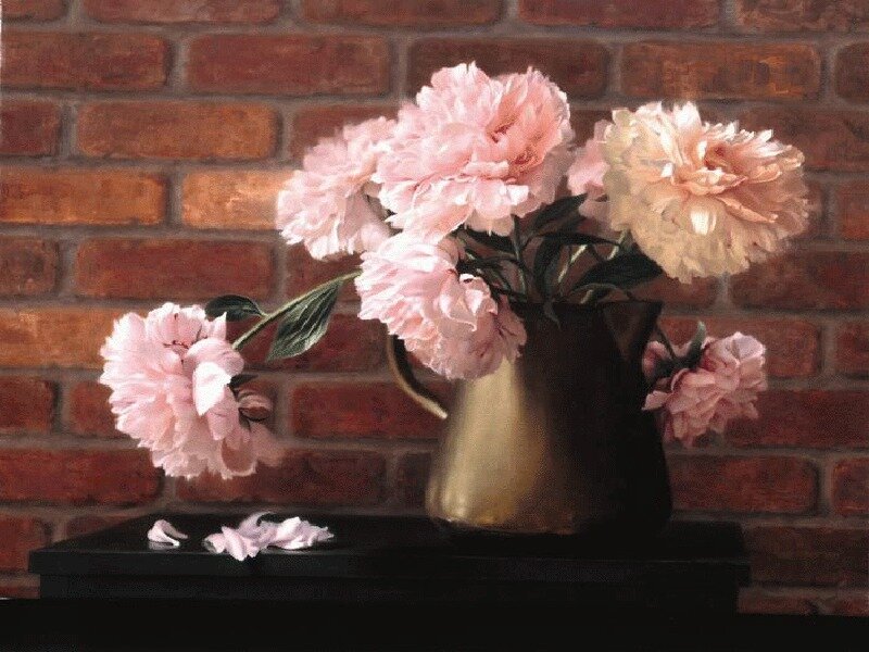 Pink peonies in a pitcher