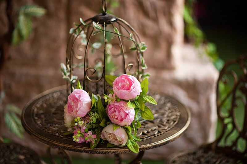 Pink Peonies in Birdcage