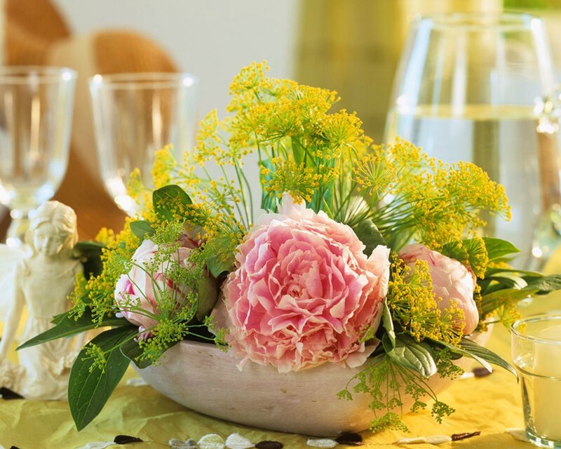 Pink Peonies in Bowl