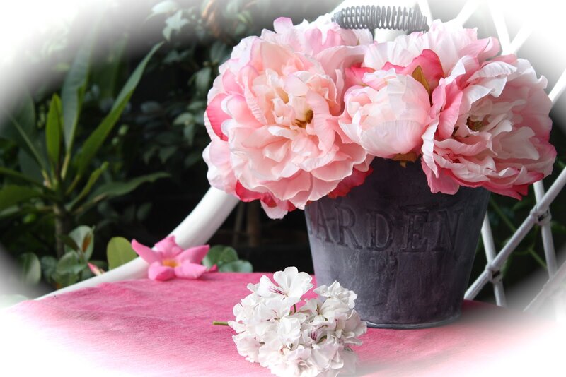Pink Peonies in Bucket