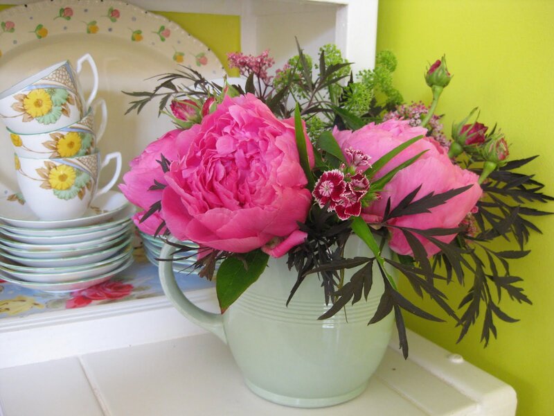 Pink Peonies in Pitcher — Bright