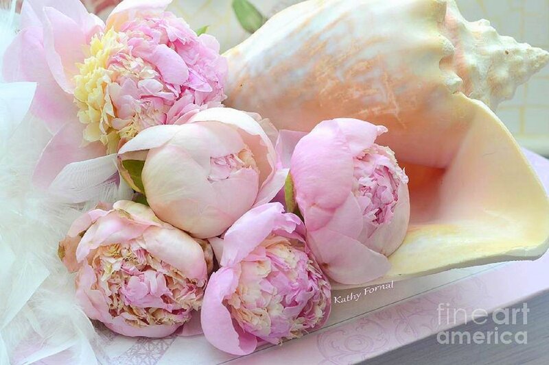 Pink Peonies in Seashell