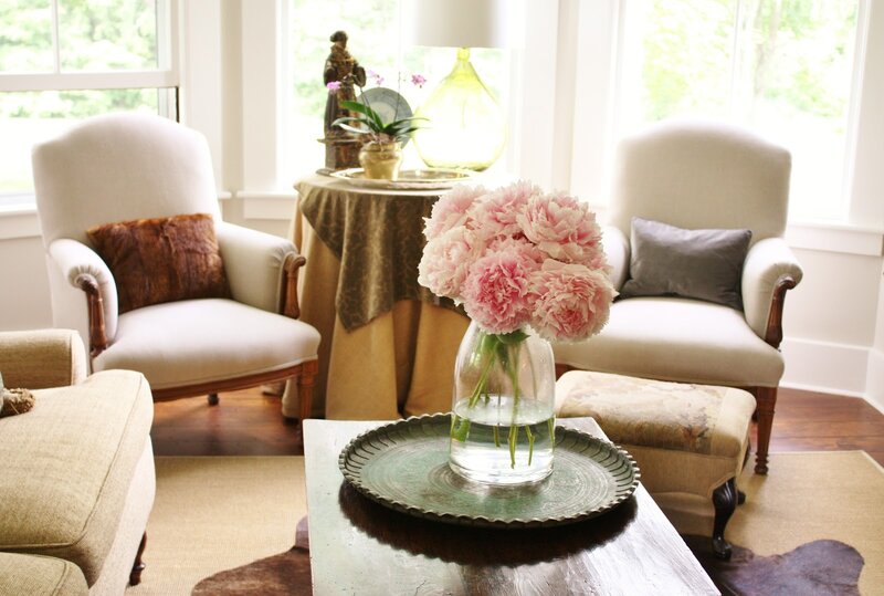 Pink Peonies in Vase — Beige