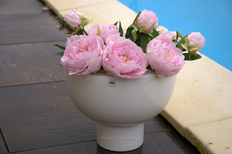 Pink Peonies in White Vase