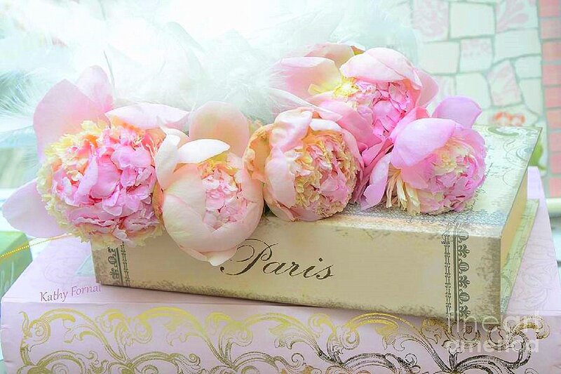 Pink Peonies on Book