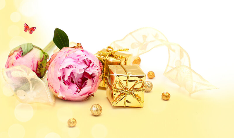 Pink Peony Flowers — Yellow