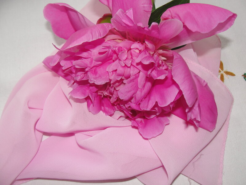 Pink peony on fabric