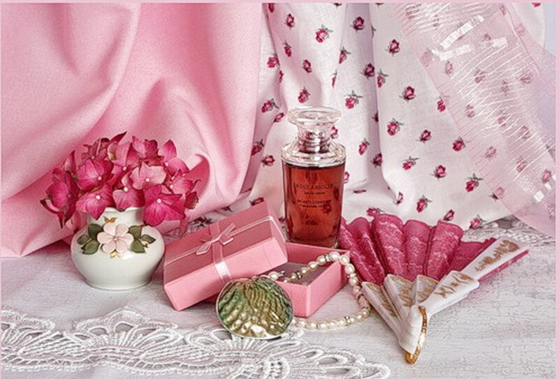 Pink perfume and flowers