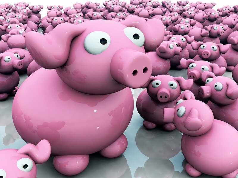Pink Pig Figurines — Playful