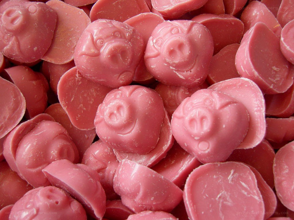 pink pig-shaped candies