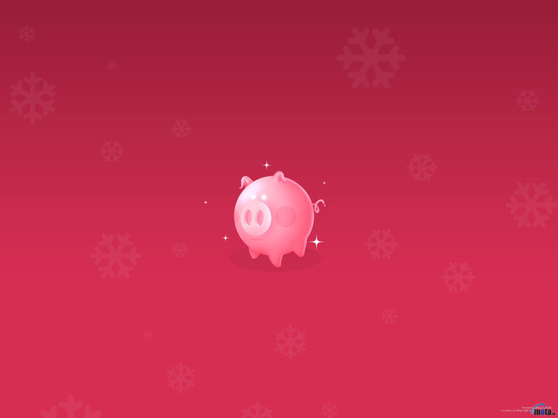 pink pig with snowflakes