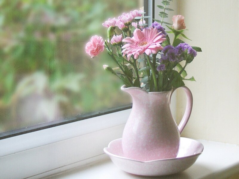 Pink Pitcher with Flowers — Serene