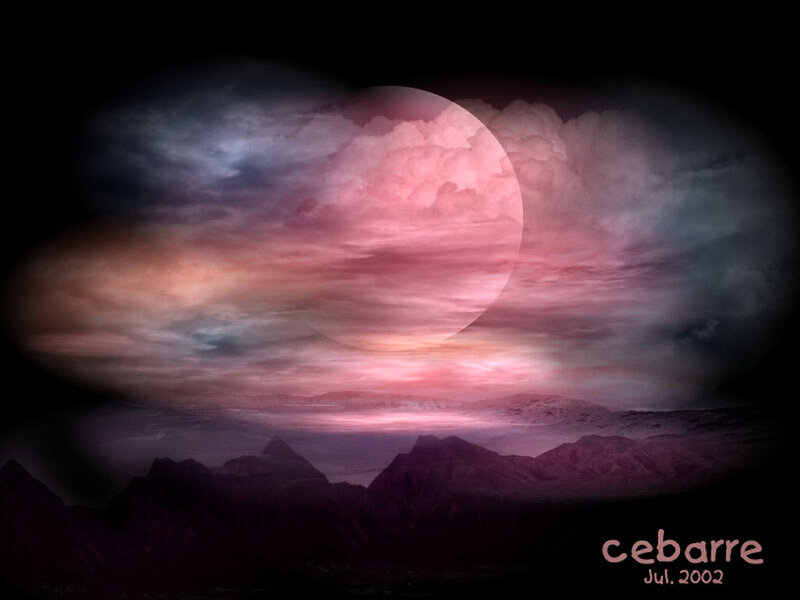 Pink Planet over Mountains