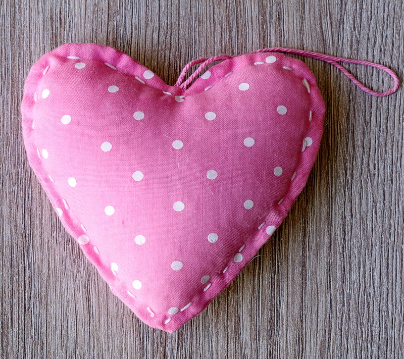 Pink Polka-dot Heart Pillow