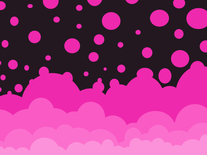 pink polka dots and clouds