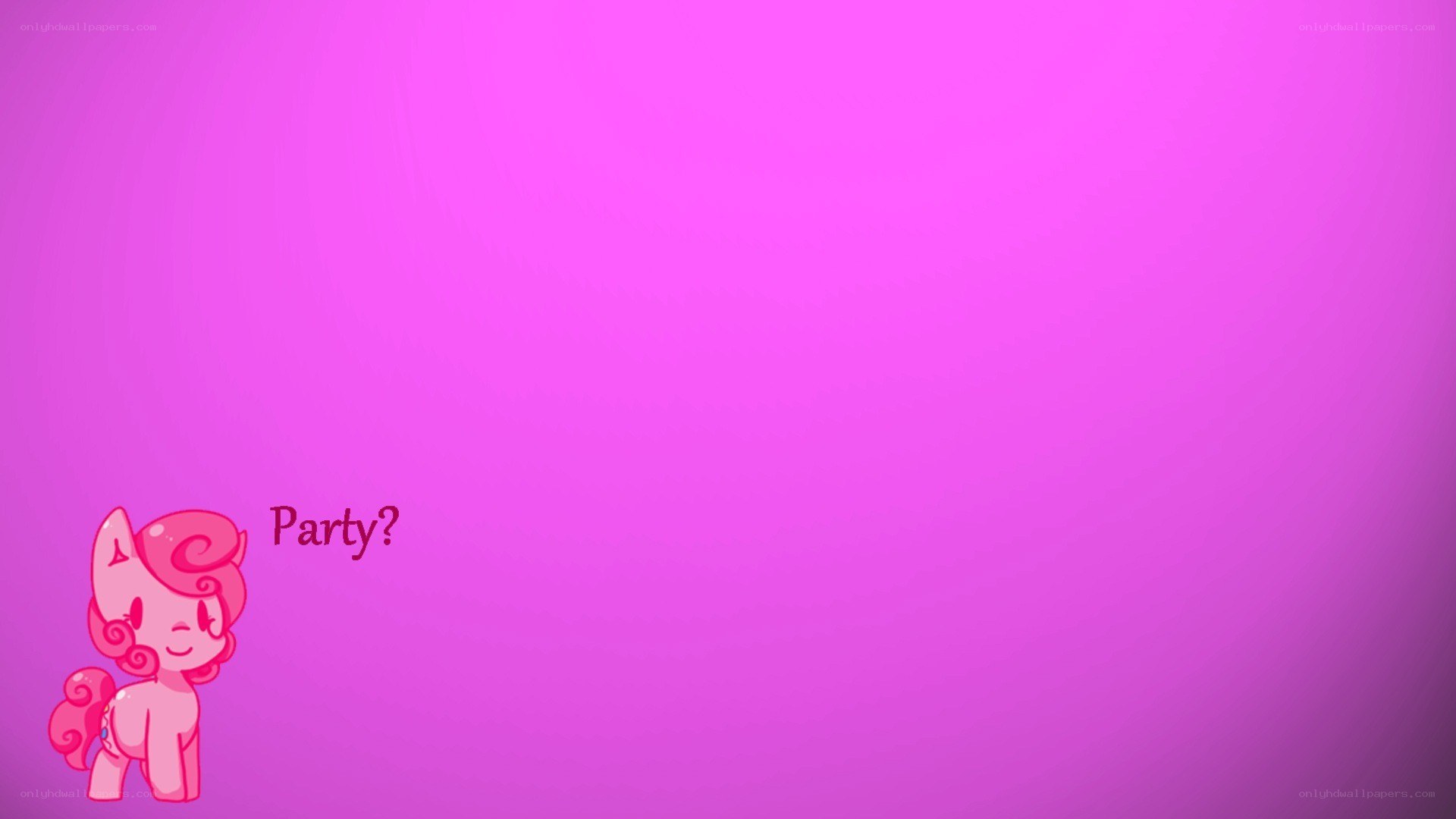 Pink pony asks about party