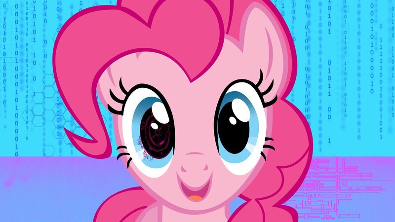 Pink Pony Character — Playful, Digital Art, Binary Code